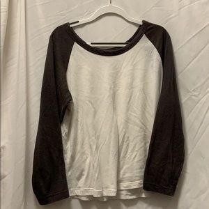 Brandy Melville t-shirt , white and grey sleeves.